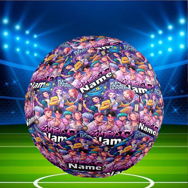 Custom Name Personalized Kpop Demon Hunter Print Size 5 Soccer Ball Training & Match Football, for Team, Kicking, Gift for Football Enthusiasts