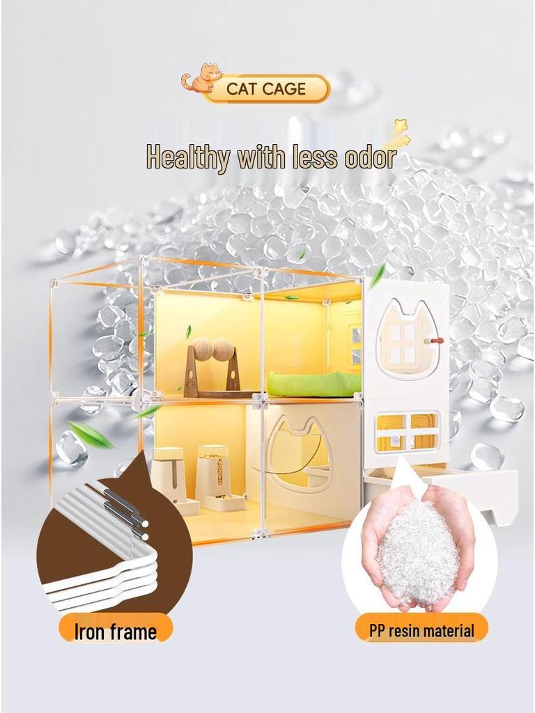 Luxury Indoor Multi-Layer Cat Villa with Integrated Litter Box