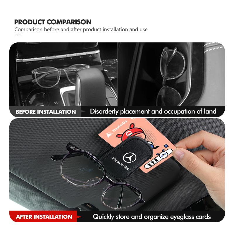 Car Sun Visor Glasses Holder Card Ticket Magnetic Storage Clip For Mercedes Benz CLK GLC W212 C200 C300 W203 W204 W205 W169 W176 GY4