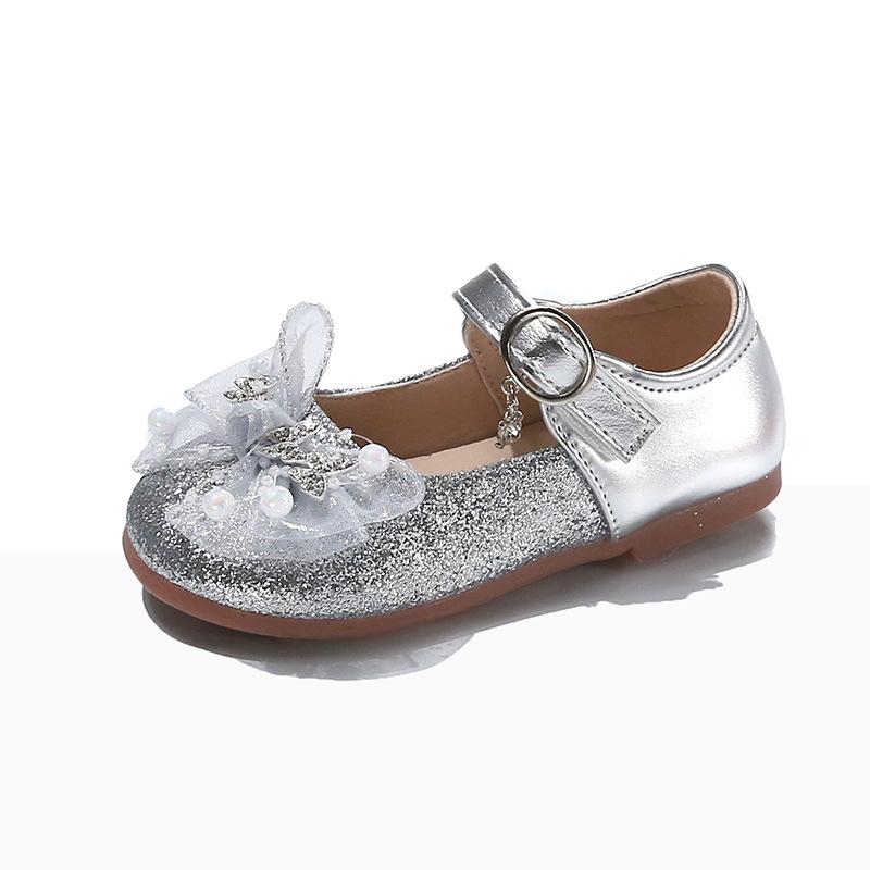 

Spring Soft Sole Princess Shoes for Girls Lightweight Non Slip Fashionable Casual Sneakers for Kids Ages 3-12 Size 23 серебряный