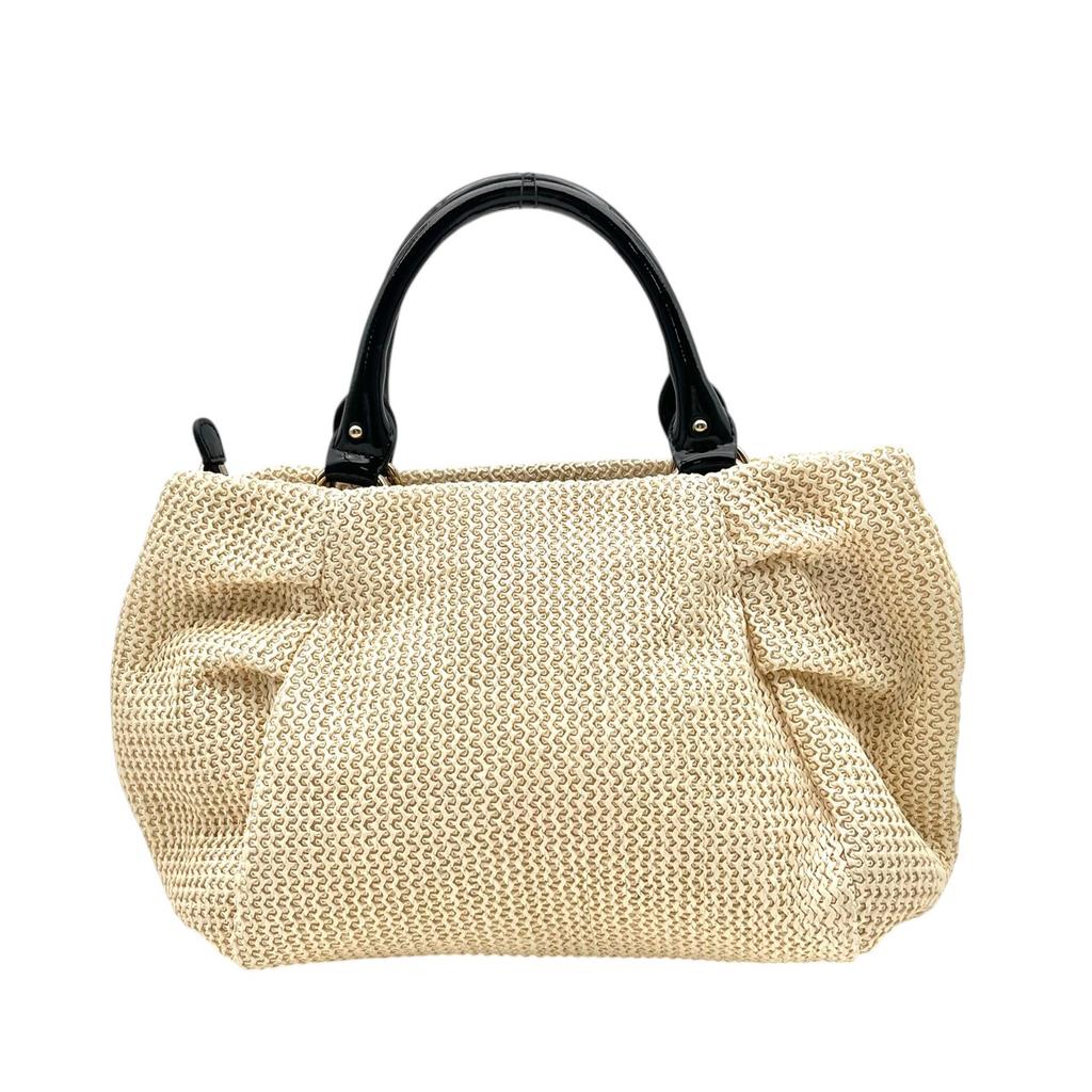 Used ANTEPRIMA 2way handbag RAFIA BOW RAFIA BOWHandbag Ivory/black enamel Women