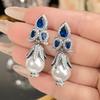 Earrings Pearl Jewelry Fashion Temperament Red Corundum High Sense Women'S Versatile Earrings