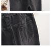 Plus Size Elastic Waist Loose Tapered Harem Jeans for Women