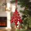 Acrylic Flower Tree Figurines Christmas Ornament with Lanyard, Xmas Shaped Gift for Friends Family Decorative Hanging Pendant Holiday Tree,