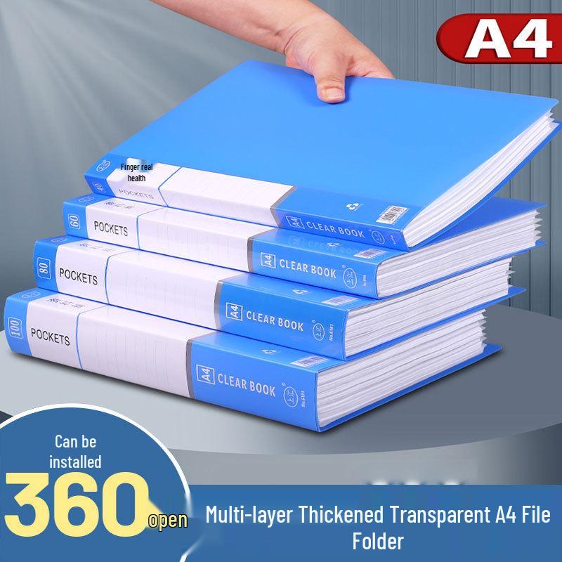 

Прозрачная папка-биндер формата А4 для хранения документов для организации офиса. Thick 10 Pages Blue, 1 pc - Holds 40 Pages