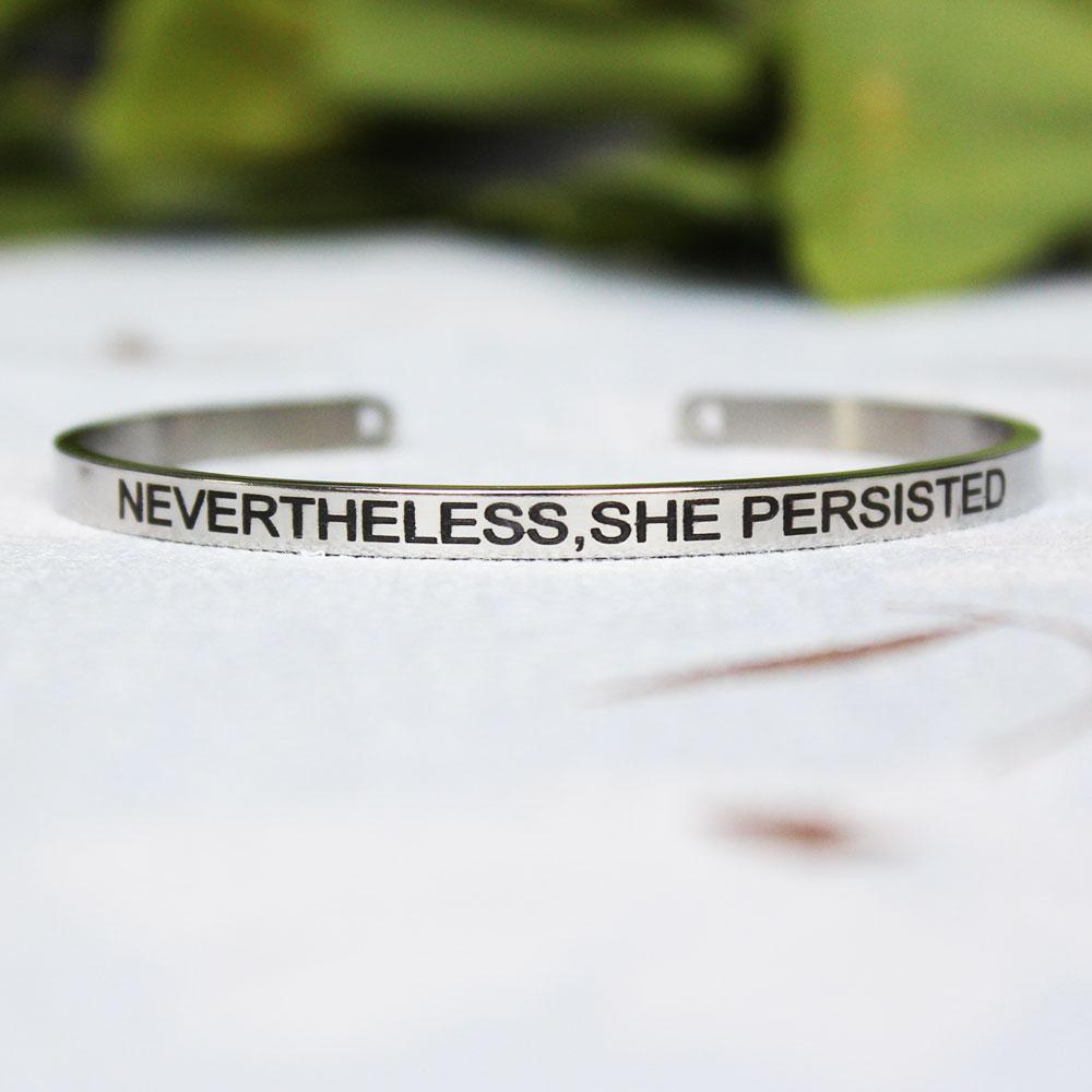 

4 мм вдохновляющий браслет с цитатой, мантра, резной браслет для женщин, ювелирные изделия из нержавеющей стали-манжеты U