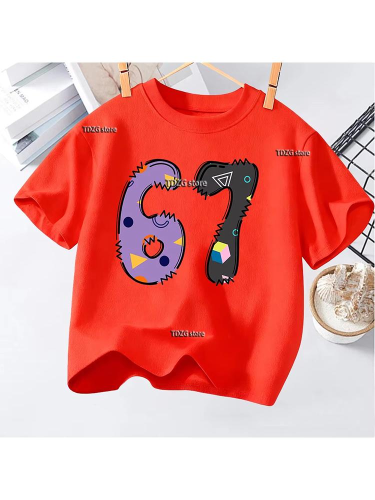 Kids Number 67 Graphic TShirt Soft Cotton Crew Neck Cute Cool Birthday Wear for Boys Girlsdf0067