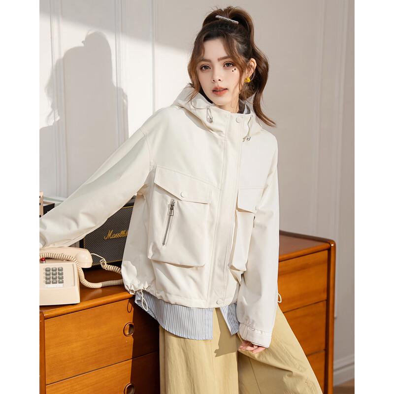 ET BOITE Women's Korean-Style Loose Hooded Utility Jacket