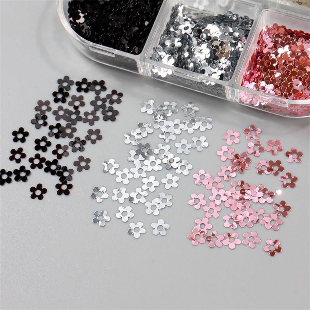 3D Five-petaled Flower Nail Sequins DIY Manicure Floral Nails Accessories  for Women Girls