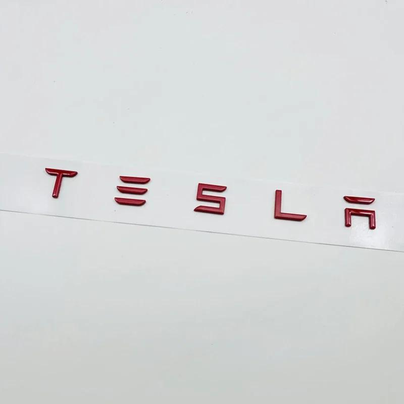Car Sticker Tesla 3D ABS Letters Tesla Logo Carbon Chrome Black Red Badge Car Rear Trunk Stickers For Tesla Model 3 Y X S Back D