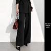 Elegant Coffee-Colored Collarless Skirt Suit for Women with Waist-Cinching Belt - Perfect for Urban Professional Style and Commuting.