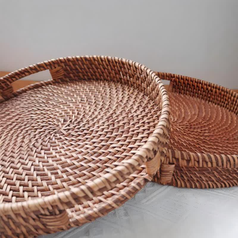 Handwoven Rattan & Bamboo Storage Basket