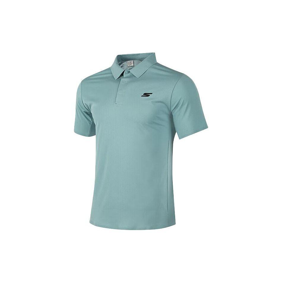 Skechers Solid Color Logo Pullover Polo Shirt Men tops Gem-Blue P323M019-0069 S