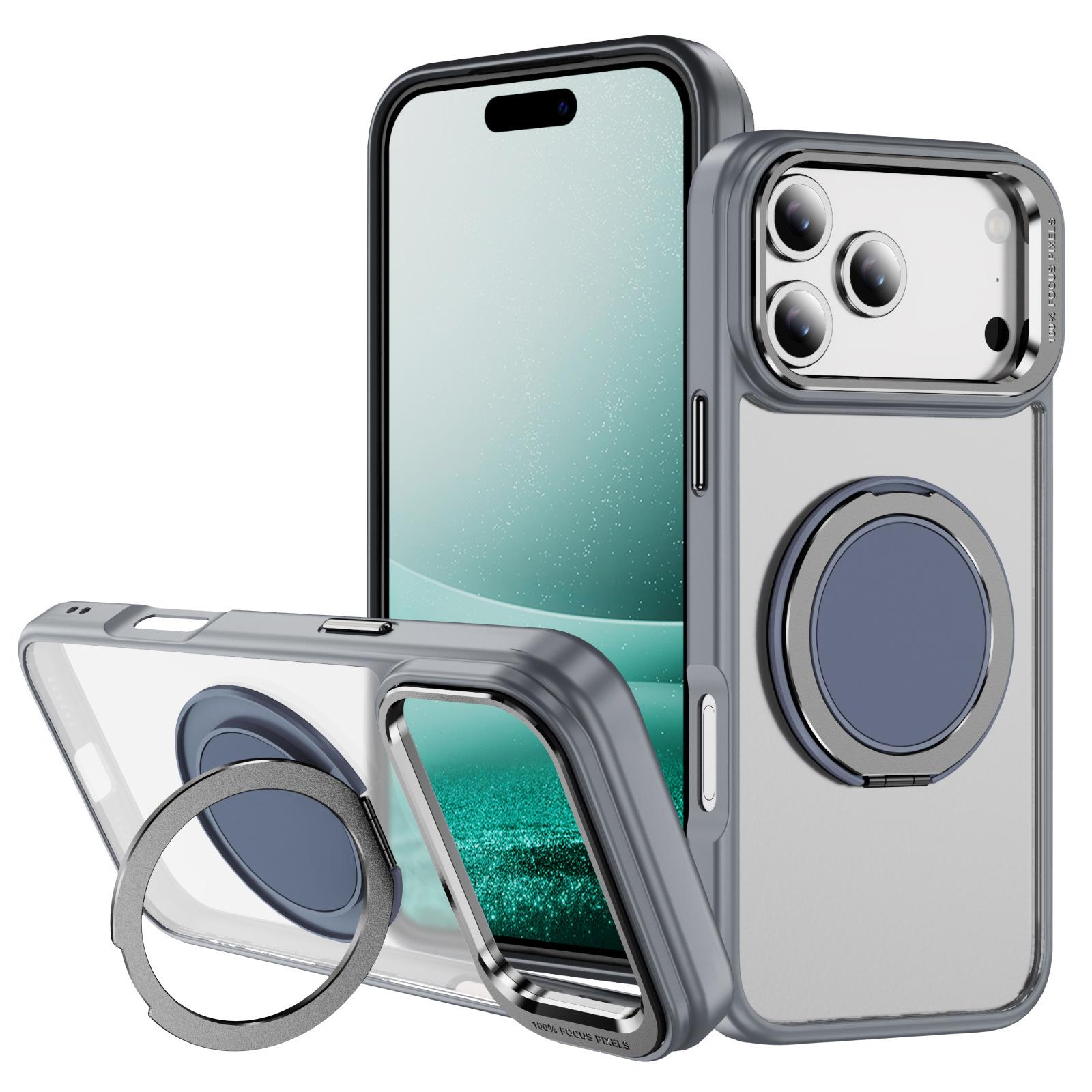 

For Apple Mobile Phone Case with High-end Feel for IPhone16 Hardware Button Anti-fall with Rope Hole Car Magnetic Holder Mobile Phone Case For iPhone11ProMax
