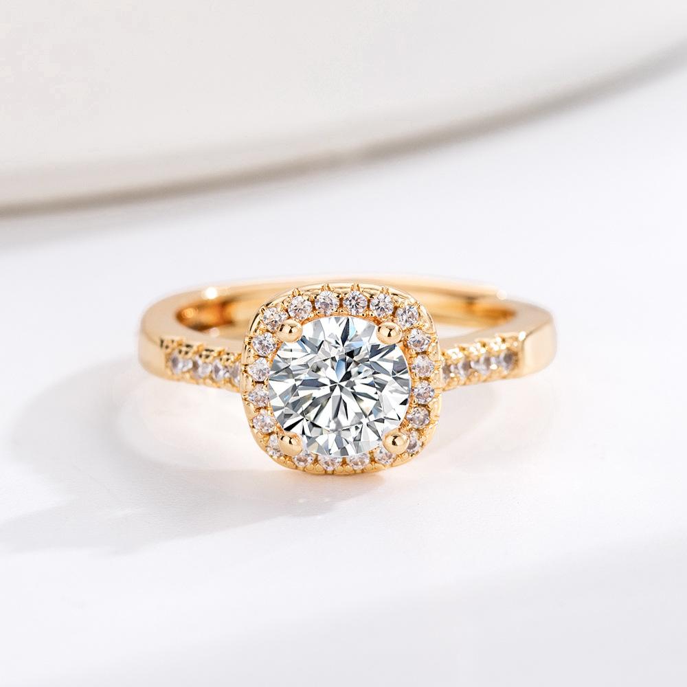 Hot Gold Plated Imitation Moissanite Square Bag Ring Design Ring
