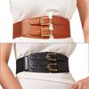 Gothic Solid Color Lift Up Female Waist Corset Wide Faux Leather Belt Women Fashion Slimming Waistband Elastic Corsets