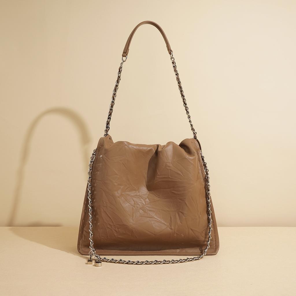 Niche Design Versatile High-end Crossbody Bag for Girls One-shoulder Pleated Chain Handbag