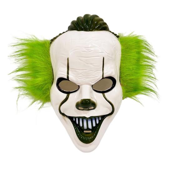 Theatrical Horror Mask Halloween Short Hair Clown Mask, Scary Joker Full Face Creepy Cosplay for Masquerade Party Costume Props