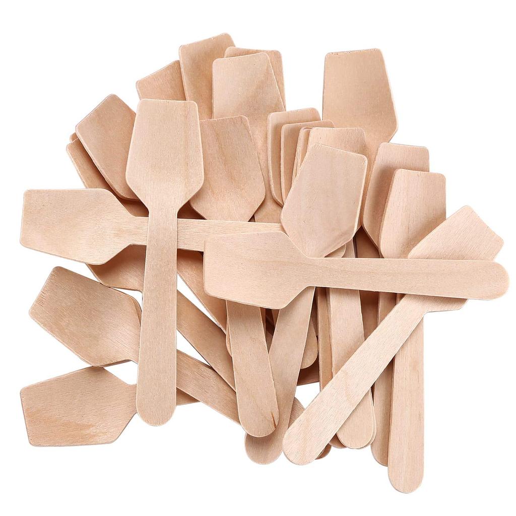 Disposable Wooden Spoon Mini Square Head Tasting Spoon Bulk Party Ice Cream Yogurt Wedding Dessert Small Tableware Honey Spoon