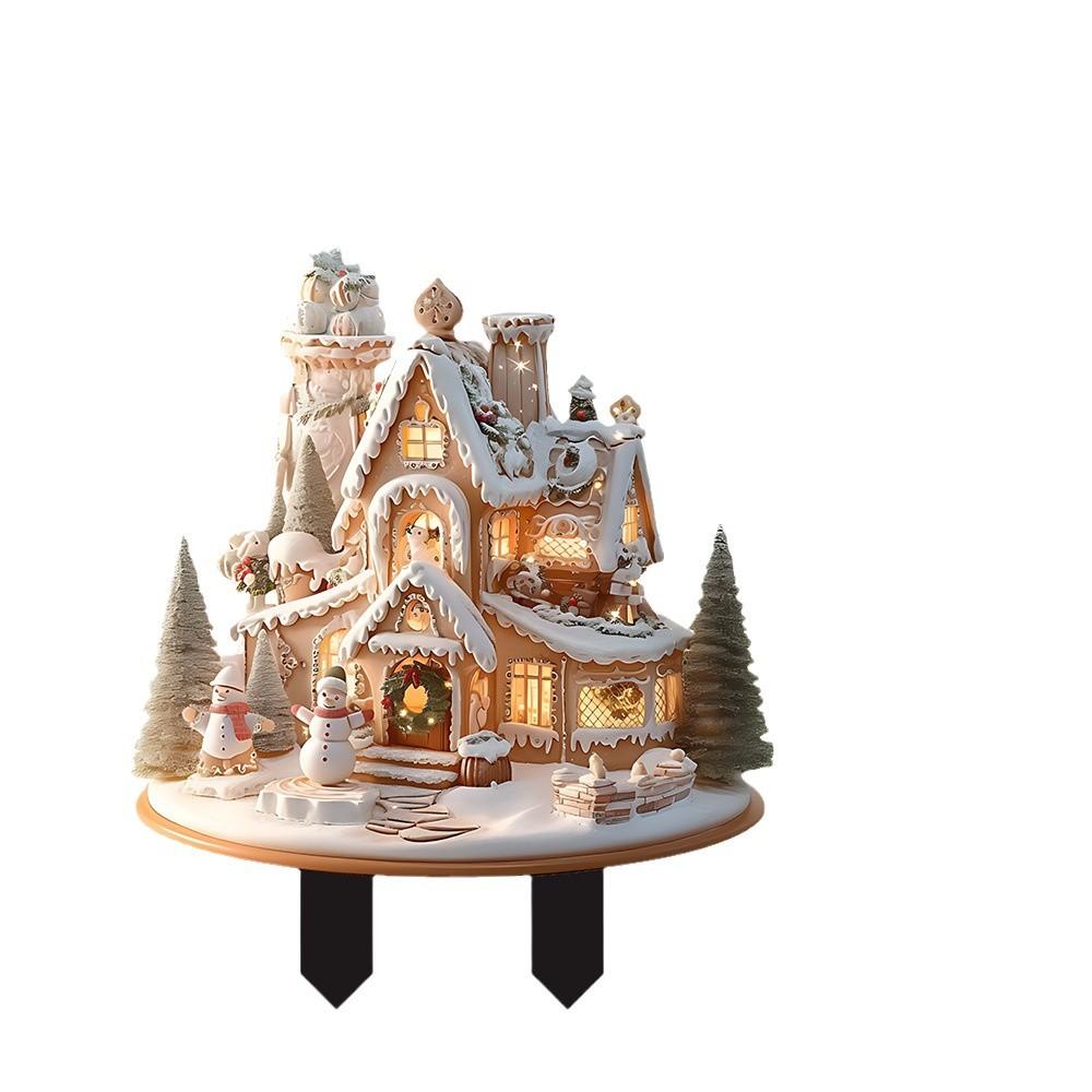 Christmas Cookies Snow House, Acrylic, Holiday Party, Outdoor Garden, Lawn Decoration, Beautification Props