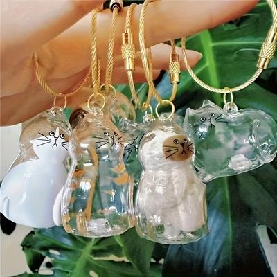 1/3pcs Transparent Cat Memorial Capsules Pet Hair Keepsake Box with Hanging Loop for Cat Lovers Gift Pendant Keychain Pet Access