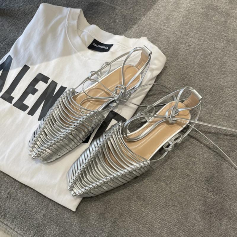 Fashion Sexy Woven Hollow Women Sandals Fashion Strange Style Ankle Strap Flats Ladies Outdoor Party Dress Comfy Soft Women Sandals