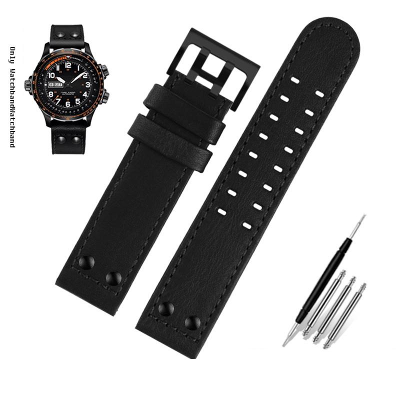 Για Λουράκι Ρολογιού Hamilton Khaki Aviation H77616533 H760250 Field Ανδρικό Γνήσιο Δέρμα Rivet Λουράκι Ρολογιού 20mm 22mm Καφέ Βραχιόλι