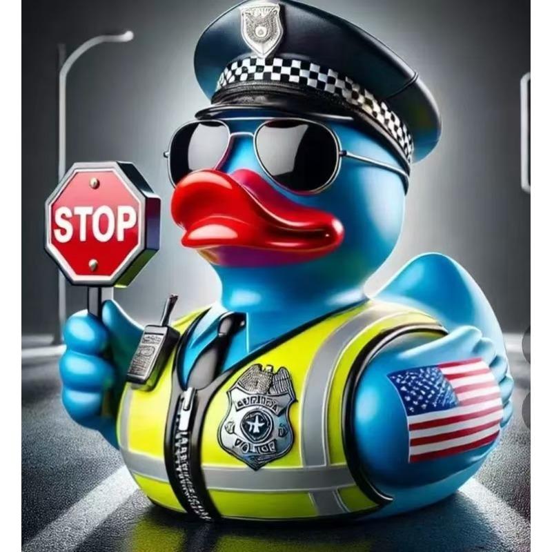 Resin City Hero Rubber Ducks, Police Fireman Resin Duck, Novelty Policemen Firefighter Duck Ornaments for Gifts Home Bedroom Decor