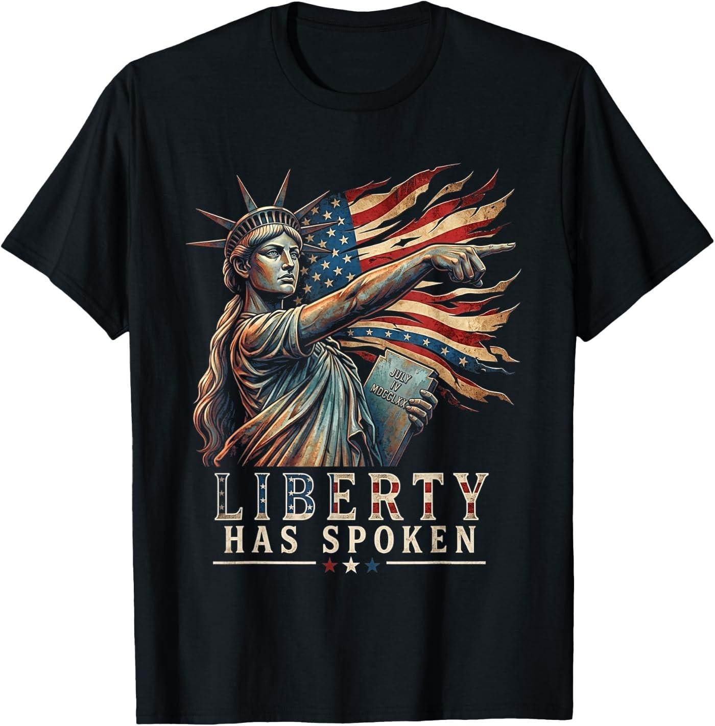 Retro Liberty Has Spoken Patriotic USA T-Shirt S
