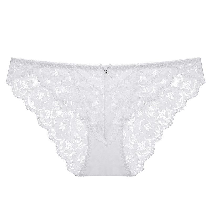 Women Sexy Sheer Lace Low Waist Triangle Briefs Cotton Crotch Hip Lifting Panties