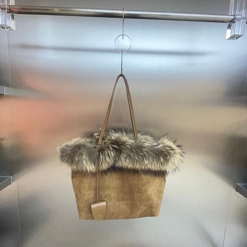 

Luxury Classic Design Long Plush Women s Tote Bag Brand High-end Party Hangbags Fashion Retro Shoulder Bag Leather Underarm Bag