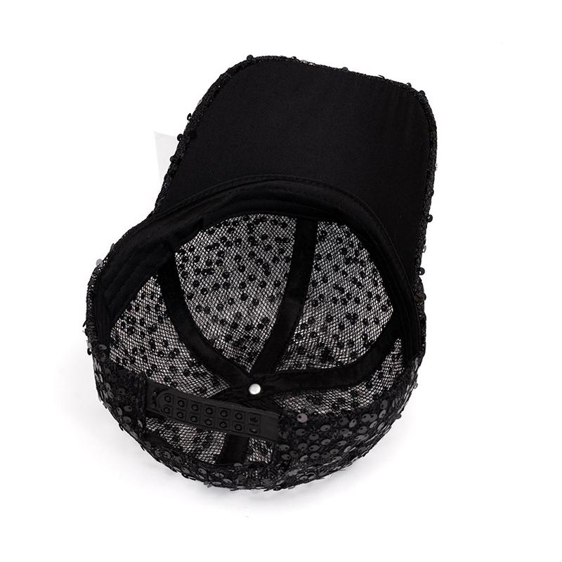 Boné de Beisebol de Lantejoulas Feminino Verão Boné de Malha Respirável Chapéu de Sol para Exterior