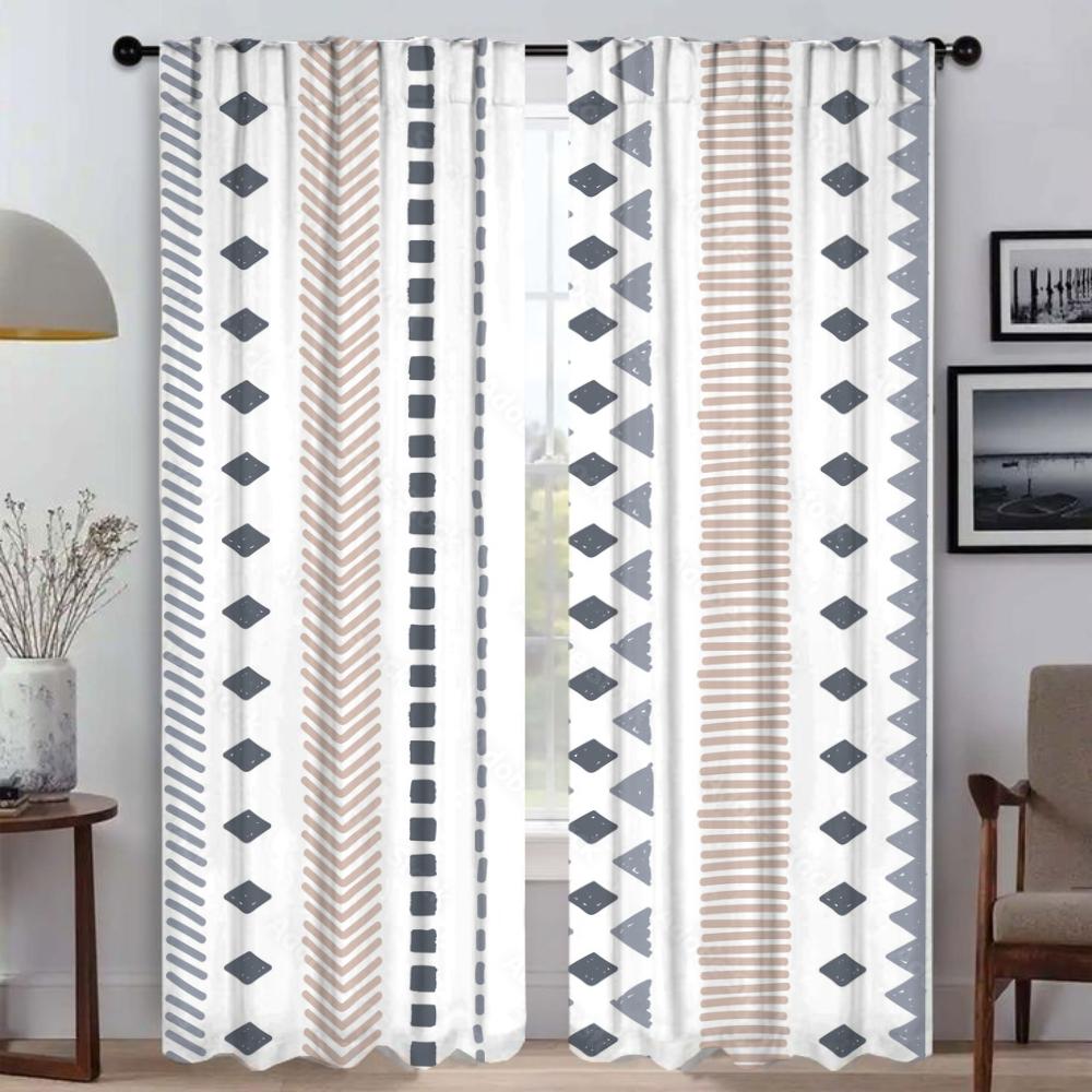 Tulle for Bedroom Bohemian Blackout Curtain for Room 2 Panel Partition Modern Living Room Curtains Halloween Decoration Shades