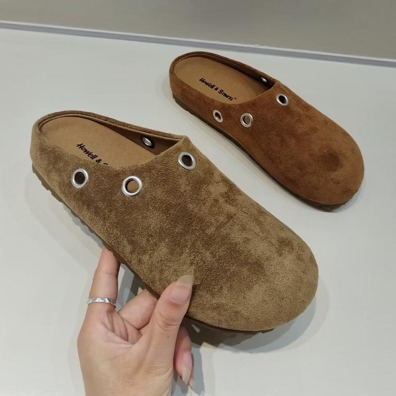 Fashion Flats Women Mules Shoes Casual Designer Slippers Suede Fashion Dress Woman Sandals 2025 New Cozy Slingback Zapatillas De Mujer