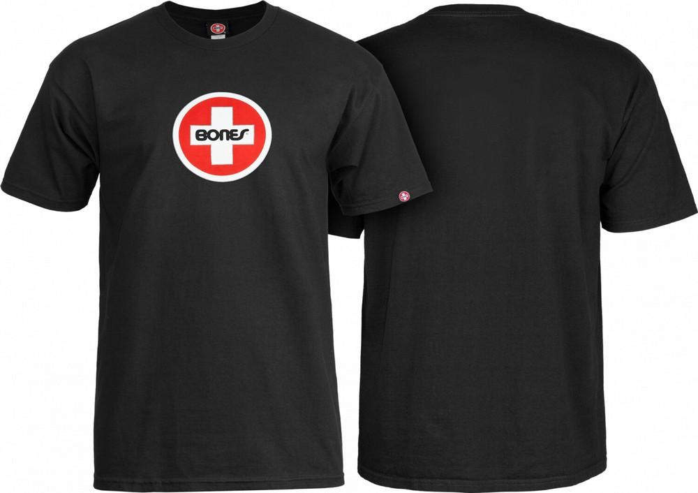 Powell Peralta BONES SWISS CIRCLE LOGO Skateboard T Shirt BLACK Unisex T-Shirt XXXL