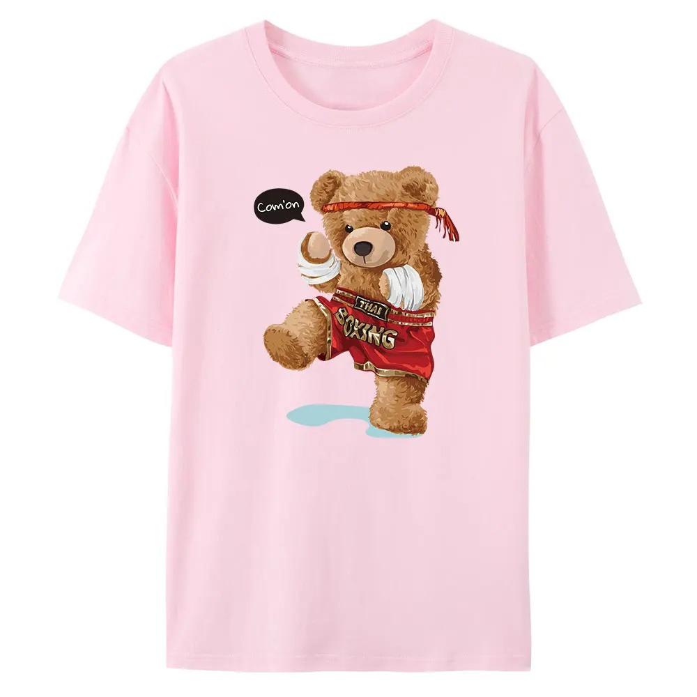 Women's Casual Short-sleeved T-shirt with Bear Print, A Stylish and Loose-fitting Top Graphic T Shirts Summer Streetwear Y2K Top