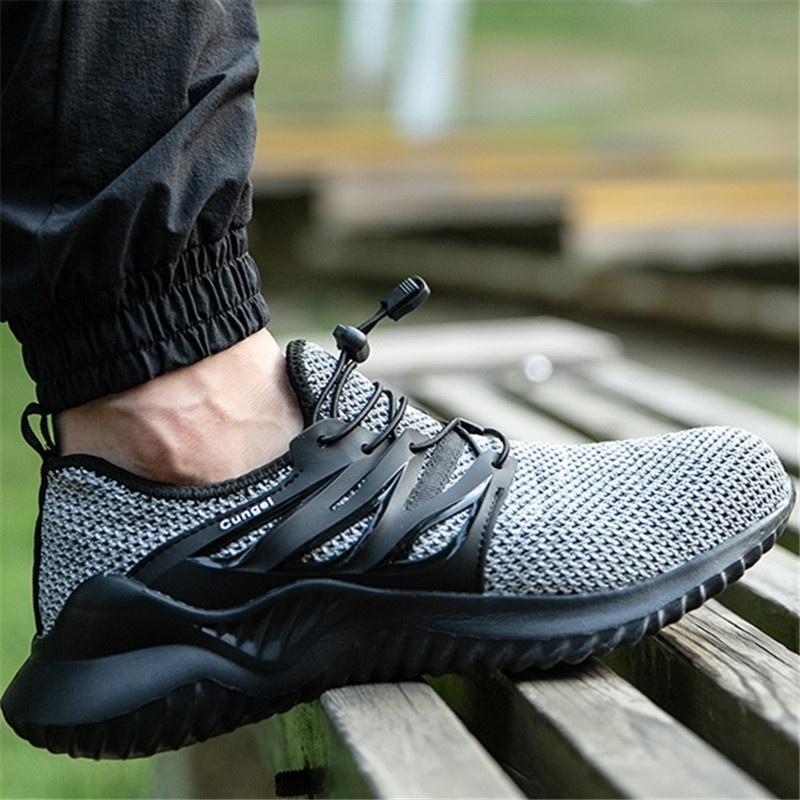 Herrenmode Stahlkappenschuhe Kevlarfaser Sicherheitsschuhe Atmungsaktive Anti-Smashing Anti-Piercing-Arbeitsschuhe für Männer