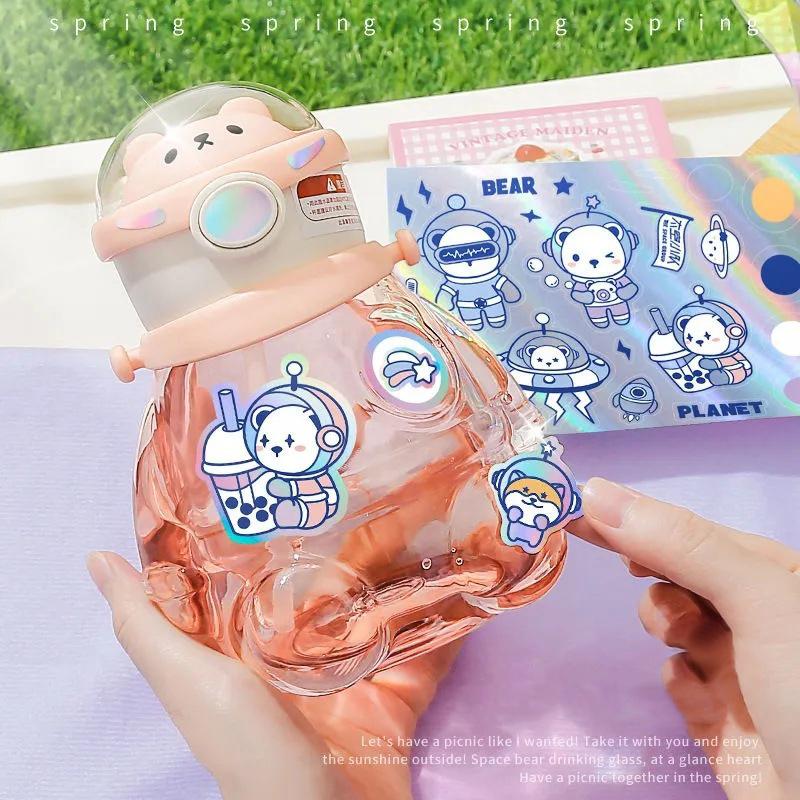700ml Cute Kids Water Bottles With Straw For Girls Children's Large Capacity Kawaii Cartoon Student School Travel Water Cup