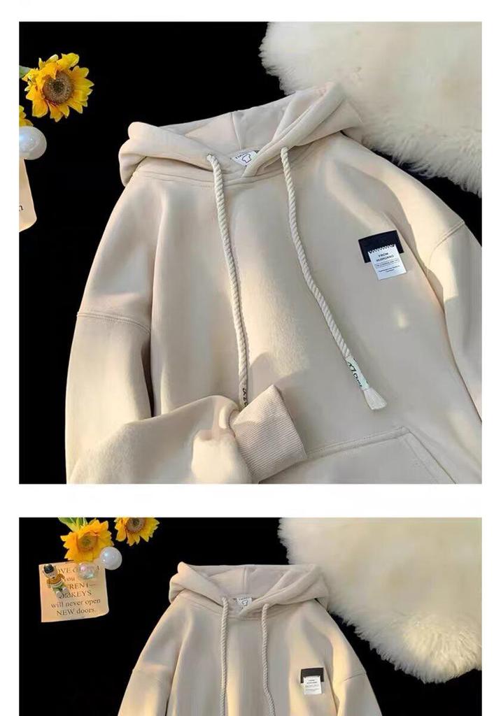 High Street Trendy Autumn/Winter Men's Versatile Hooded Printed Thick Hoodie for Couples