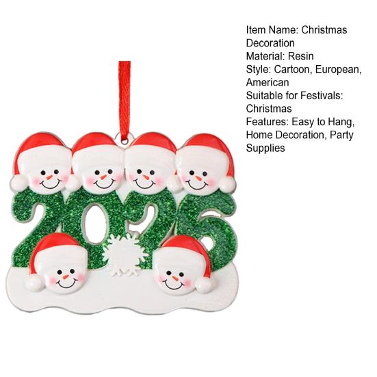 2026 Christmas Family Ornament Santa Hat Snowman DIY Family Name Xmas Tree Hanging Decoration Holiday Gift