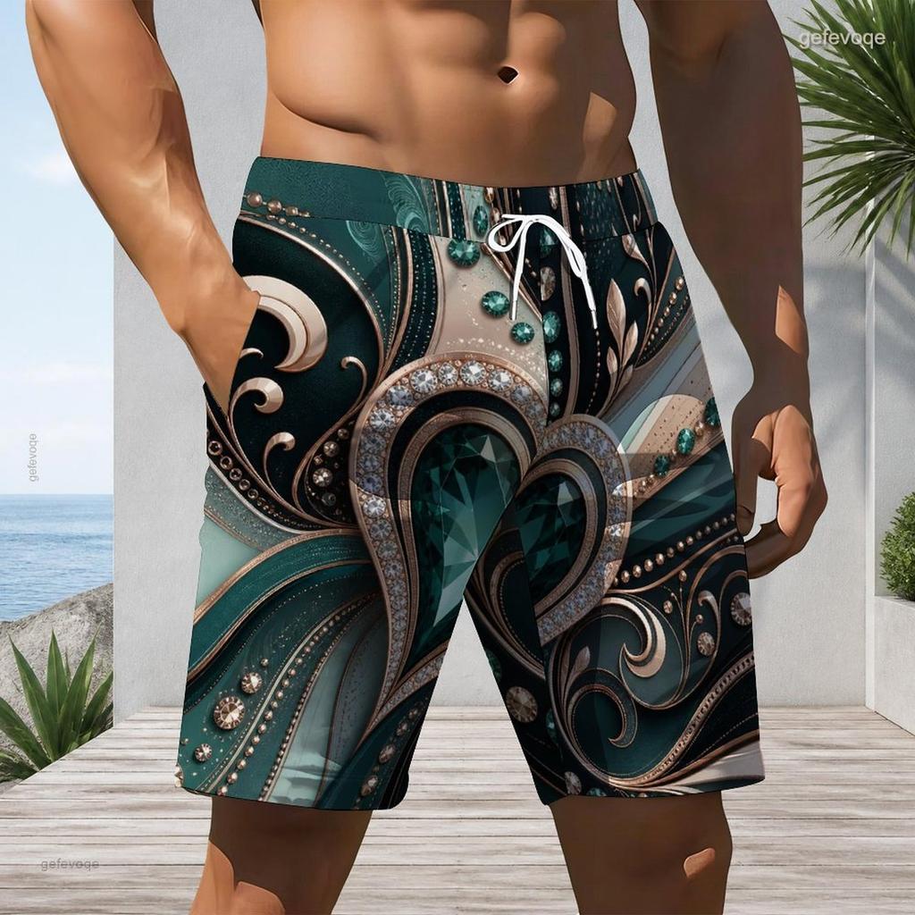 Mens Black Gold Glitter Drip Print Quick Dry Beach Shorts Plus Size Drawstring Loose Swim Trunks For Summer Surfing Swimming Vacation
