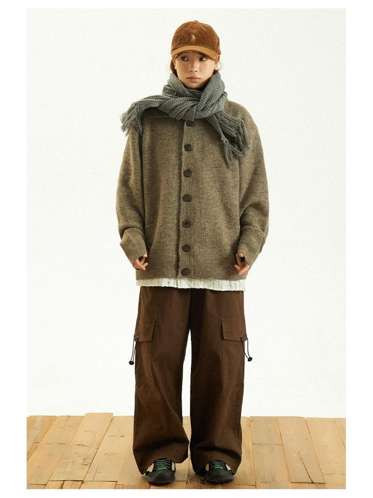 Unisex Japanese Knit Cardigan Jacket for Autumn/Winter - Heavyweight, Versatile, Loose Style
