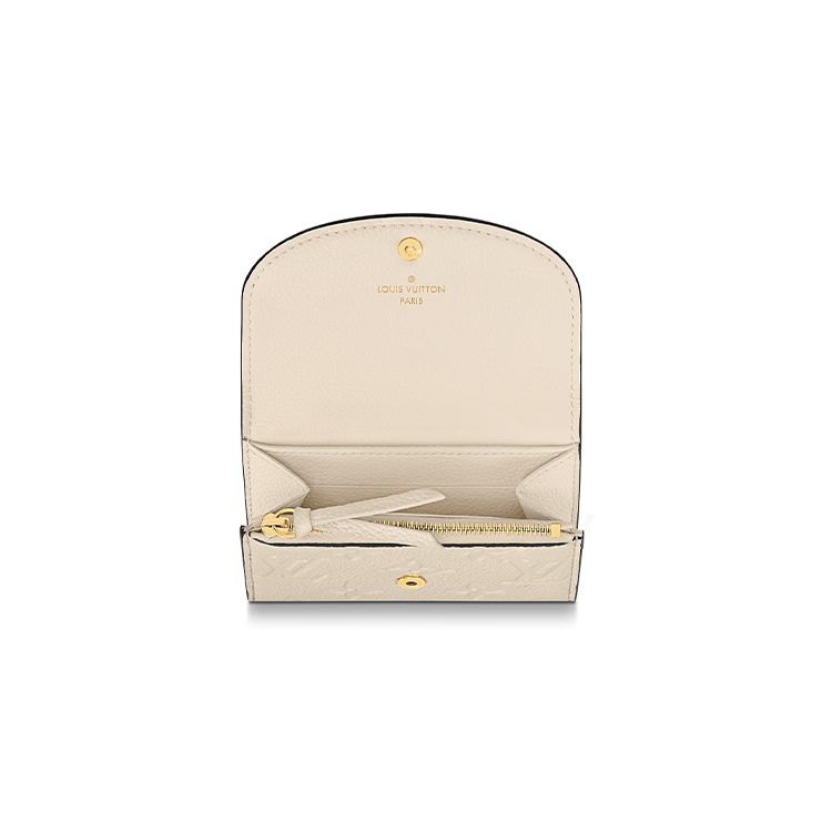 Louis Vuitton Rosalie Solid Color Embossed Soft Grain Leather Card Holder Wallet Women Wallet Beige M81445