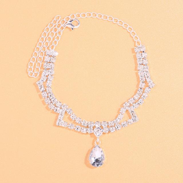 

Серебряный кулон с бриллиантами на щиколотку, сияющий браслет на щиколотку со стразами, цепочка для женской ноги 20CM