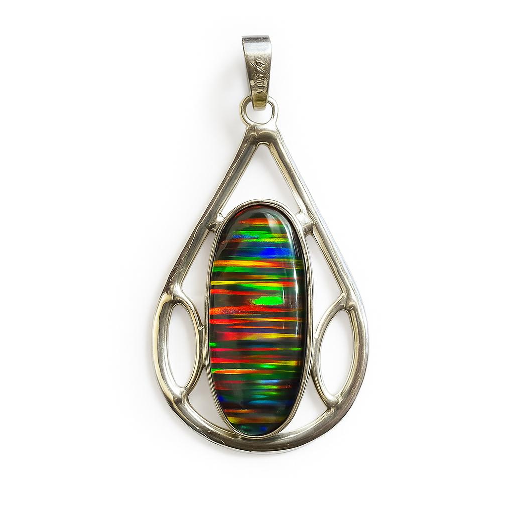 Natural Opal Pendant 35 ct 925 Sterling Silver Oval Gemstone October Birthstone for Gem Collections