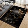 Gothic Skull Area Rug Black Gold Baroque Design Statement Floor Mat for Living Room Home Decor Luxury Alternative Art Halloween