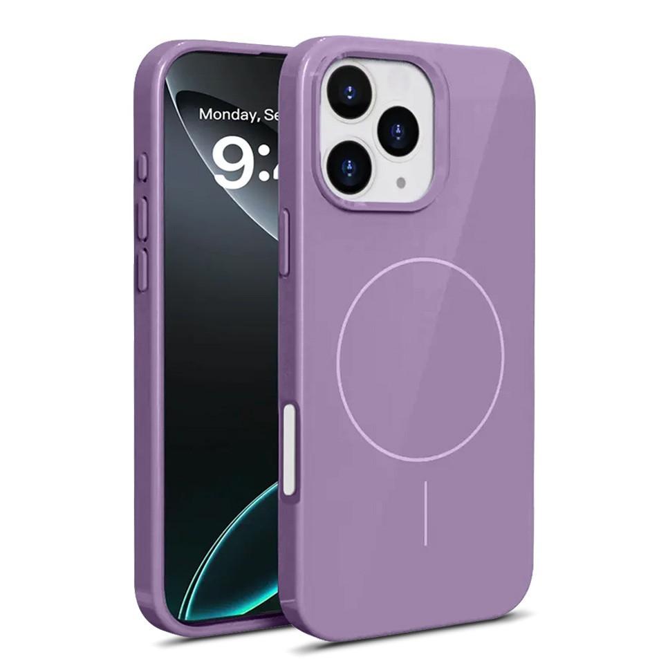 Suitable for Apple 16PM Fine Magnetic Ring 15Pro Silicone Glossy Case 14pm Solid Color Full Cover 13 Liquid Protective Case