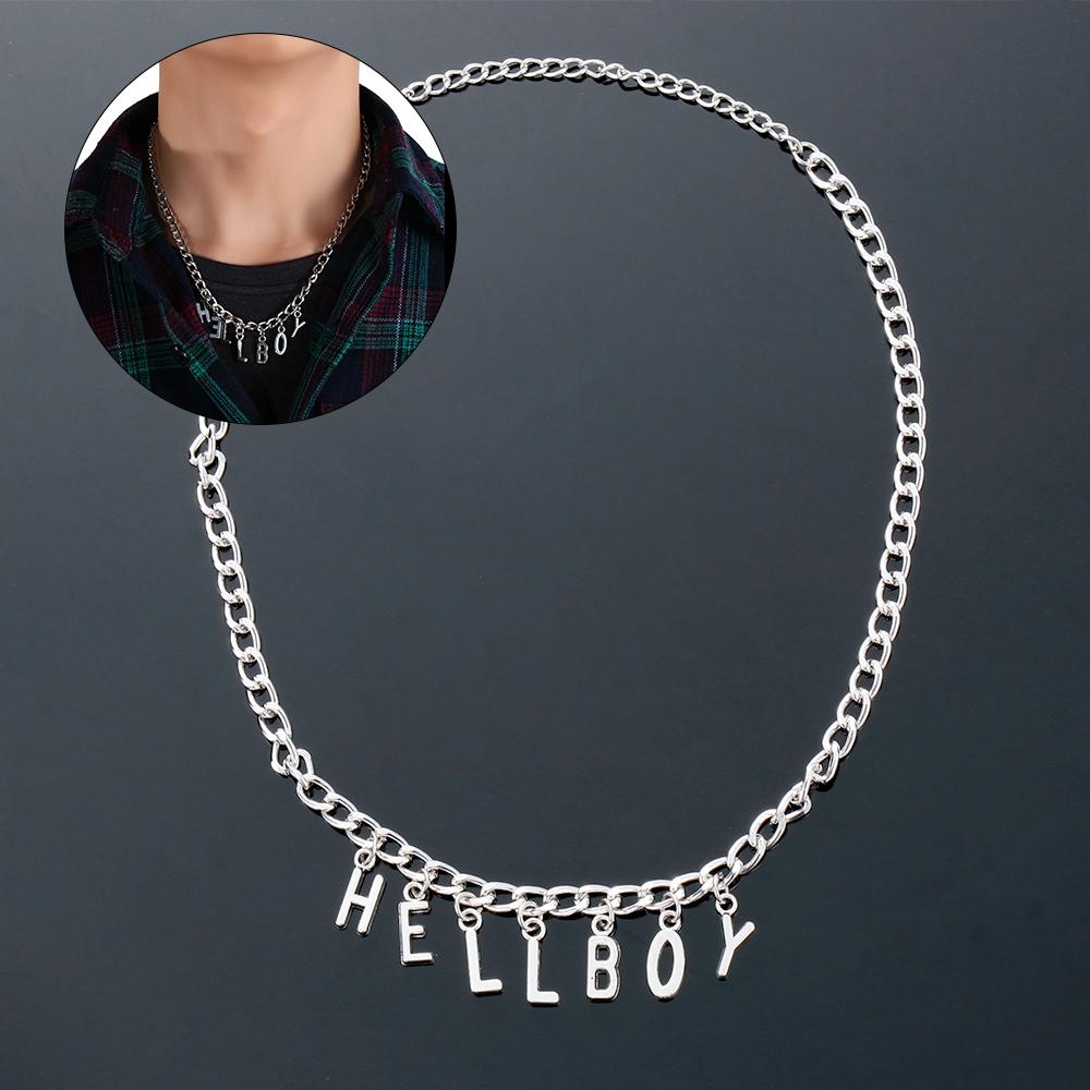 Neue Punk-Stil Hip-Hop Anhänger Halsketten Buchstaben Latz Kette "Hellboy" Choker