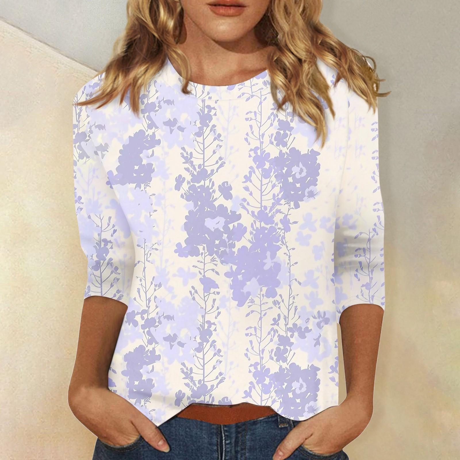 

Рубашки с рукавом 3/4 для женщин, футболки с графическим принтом, блузки, повседневные базовые топы, пуловеры S