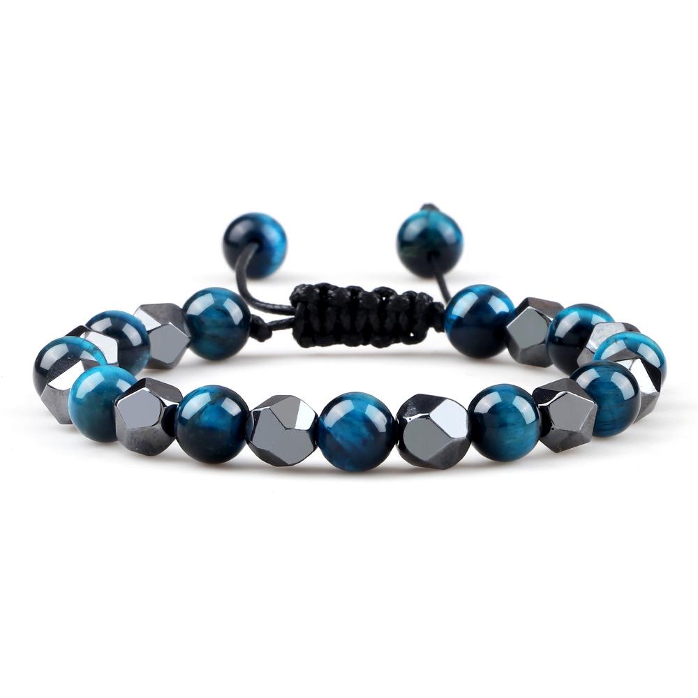 Obsidian Tigerauge & Schwarzer Achat Lavastein Armband